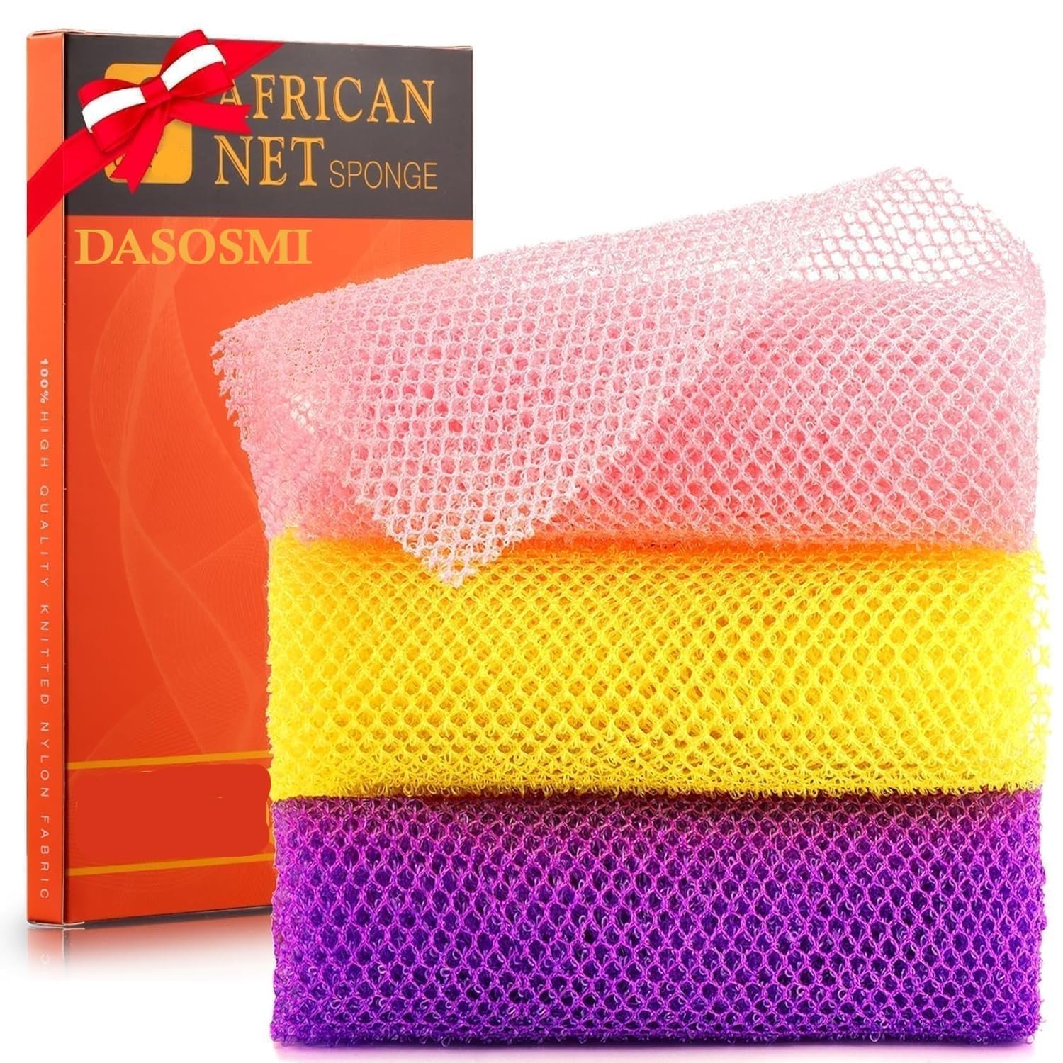 2 Pcs African Net Bath Sponge | Long Loofah Body Scrubber & Exfoliating Towel | Shower Sponge for Men & Women | Bathing Scrubber for Deep Cleaning, Skin Polishing & Smooth Skin