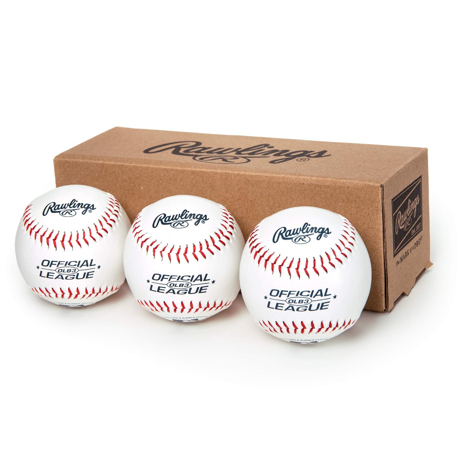 Rawlings Official League Recreational Use Baseballs, Box of 3, OLB3BBOX3