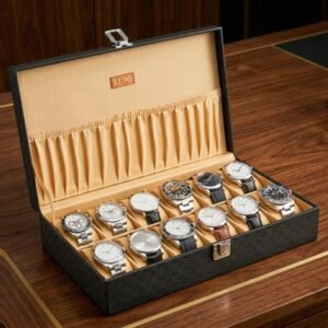 LEDO Men’s and Women’s Watch Box Organizer, Royal Black, 12 Slots