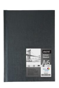 Brustro Artists Sketch Book A6 Size Stitched Bound 156 Pages 90 GSM (Acid Free), Medium Surface, Natural Grain | Ideal for Sketching,Shading,Drawing with Pencil,Charcoal,Graphite