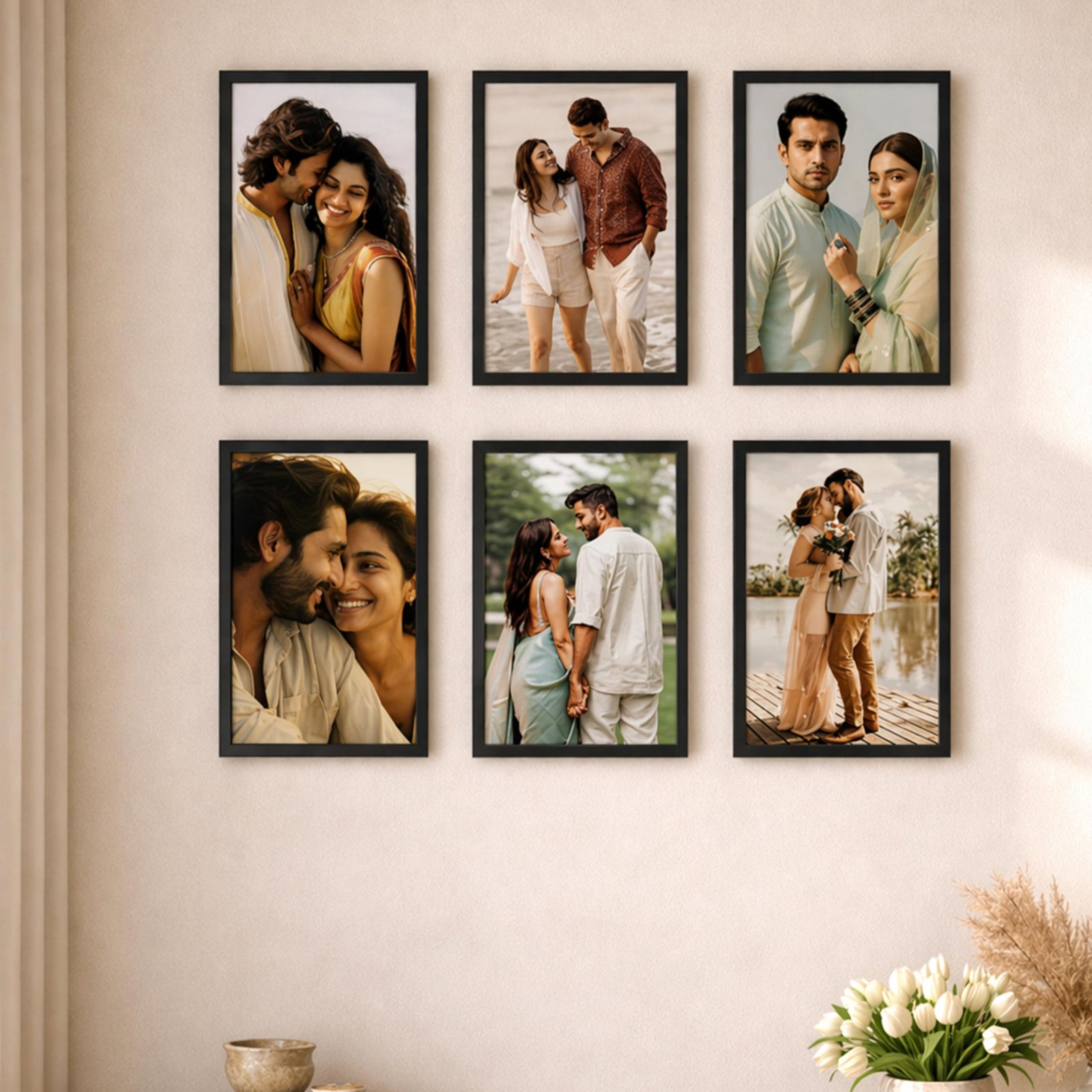 Art Street Premium Photo Frame for living room, Classic Aesthetic Design Photo Frames for Photograph, Art Work, Kids Room Set of 6 (8×12 Inch, Black)