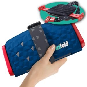 New mifold Comfort Grab-and-go Car Booster Seat- 3X Thicker Cushion! Compact and Portable for Every Day, Carpooling, Travel, etc. Compact for Every Day, Comfortable for Every Adventure, Ocean Blue