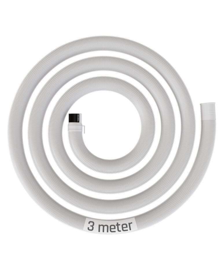 BUILDSKILL Semi-Automatic Washing Machine Drain Pipe 3 Meters | In-Built Anti-Slip Hook | Leakproof Solid Built | Flexible Design | 5-8Kg Washing Machine Pipe Outlet Drain (Pack of 1- White)
