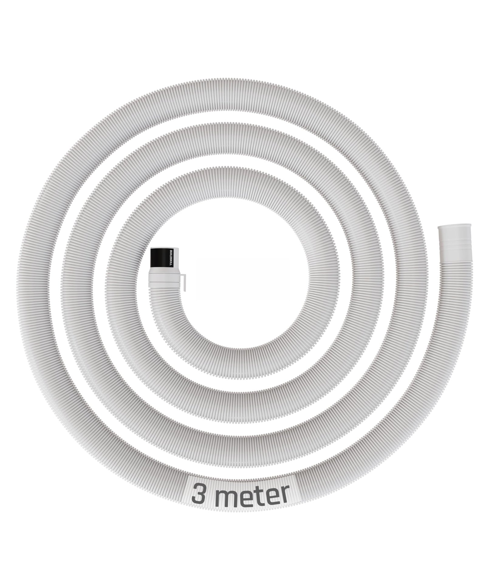 BUILDSKILL Semi-Automatic Washing Machine Drain Pipe 3 Meters | In-Built Anti-Slip Hook | Leakproof Solid Built | Flexible Design | 5-8Kg Washing Machine Pipe Outlet Drain (Pack of 1- White)