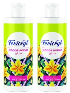 Fevicryl Modge Podge Gloss, 120ml, Pack of 2 | Multi-substrate including wood, glass, MDF, fabrics, metals | DIY, Art & Craft | Easy to use