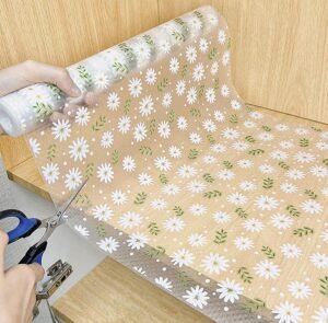 Yellow Weaves PVC Kitchen Mat Fridge Mats 45 cm X 3 Meters Anti Slip Roll, Shelf Liners Sheet for Kitchen, Shelves, Cabinet, Drawer, Wardrobe, Refrigerator, Table (Green Leaves)