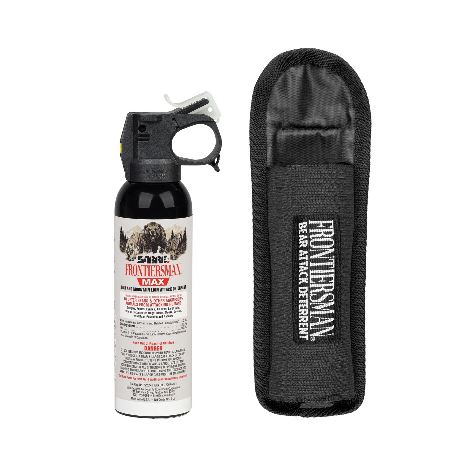 Sabre Frontiersman MAX 8oz Bear & Mountain Lion Attack Deterrent, Up to 40ft Range, Contains 2% Large Capsaicinoids, Safer for You, Animals & the Environment, Glow in the Dark