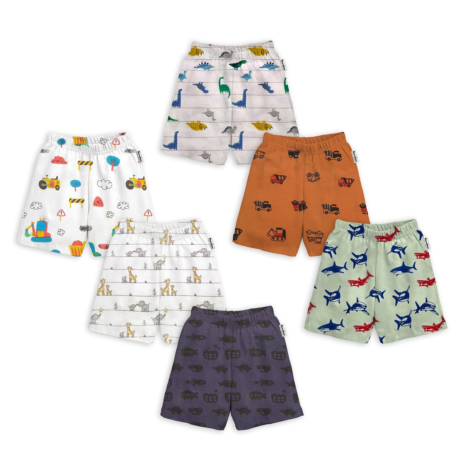 Tinchuk Regular Printed Shorts Set of 6 – for Your Little One Multi-Coloured -Assorted