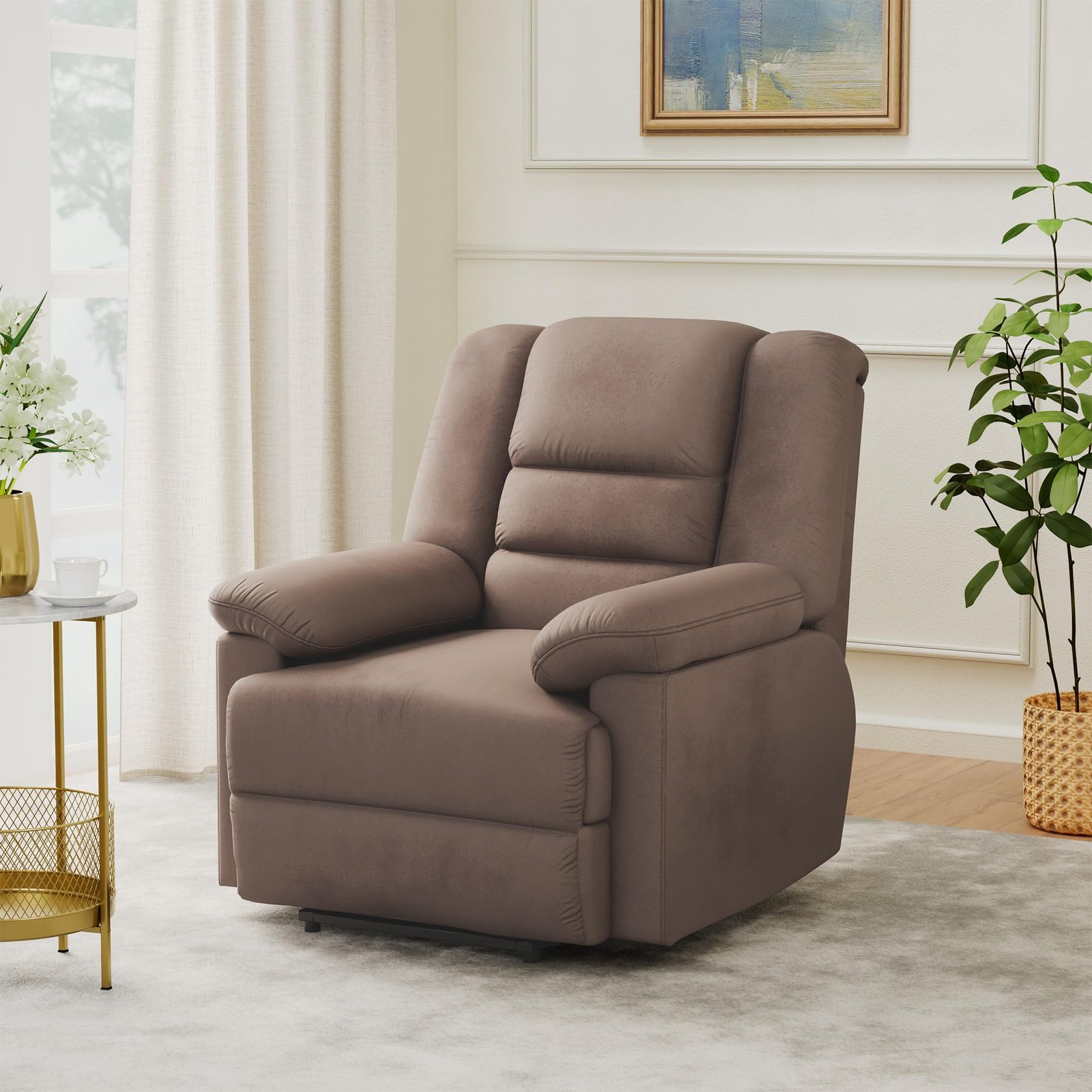 Amazon Brand – Solimo Musca 1 Seater Fabric Recliner (Brown)