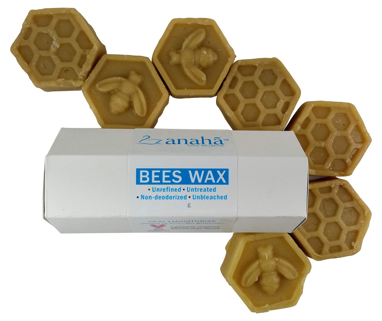 Anaha 100% Pure Unrefined Beeswax Blocks (100 g) | Triple Filtered, Non-Deodorised, Unbleached, Chemical-Free | Cosmetic Safe for Skin, Lip Balm, Candle Making, Soaps & Body Care