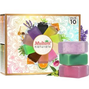 Multani Natural Assorted Soap Gift Set – 125 gm Each (Pack Of 10) | Refreshing & Gentle Cleansing Soap Bar | For Deep Cleansing & Glow | Paraben Free | Clinically Tested | For All Skin Types | Glycerin Soap Bar For Men & Women