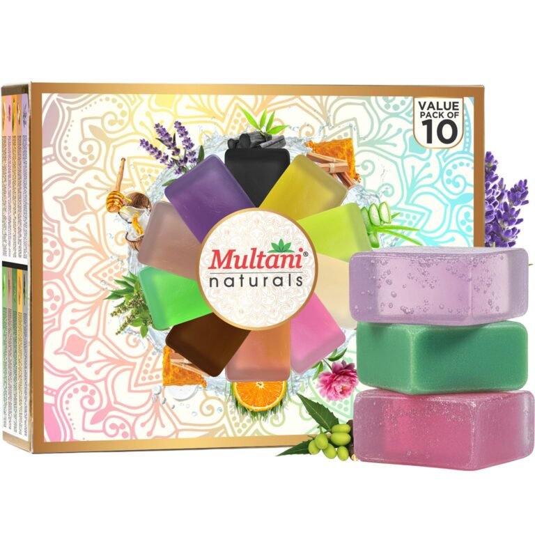 Multani Natural Assorted Soap Gift Set – 125 gm Each (Pack Of 10) | Refreshing & Gentle Cleansing Soap Bar | For Deep Cleansing & Glow | Paraben Free | Clinically Tested | For All Skin Types | Glycerin Soap Bar For Men & Women