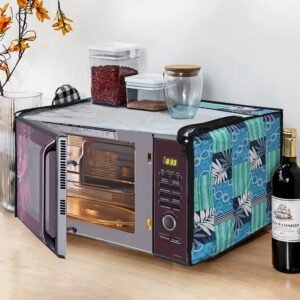 Glassiano Microwave Oven Cover for IFB 23 Litre Convection 23BC4, Black Floral Design