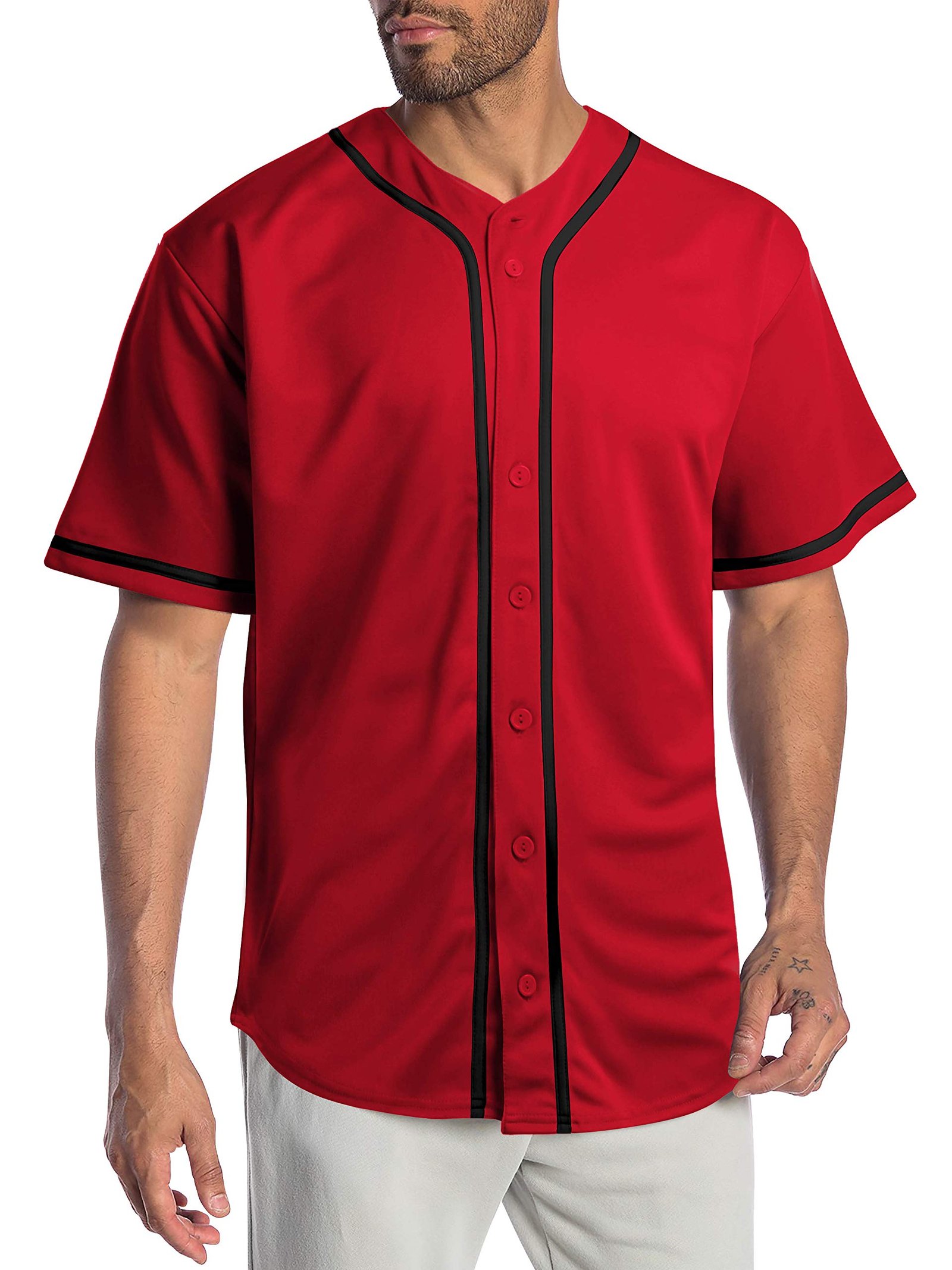 Hat and Beyond Mens Baseball Jersey Button Down Shirts Active Team Sports Uniforms