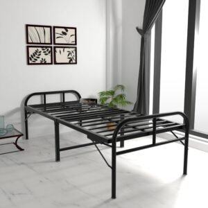 Honey Touch Avon Folding Bed Single Without Mattress | No Assembly Required | Foldable Bed for Sleeping/Guests/Rented Apartments/Bedroom (3ft x 6ft, Black)