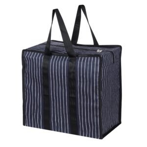 Double R Bags Extra Large Multipurpose Heavy Duty Canvas Storage Organizer Shopper Bag with Strong Handles, Zip Cover & 1 Compartment (43×26.6×45.7 cm, Navy, Pack of 1)