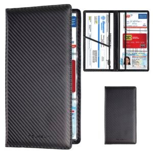 Car Registration and Insurance Card Holder, Vehicle License Document Glove Box Compartment Organizer, Essential Car Wallet Case for Driver Auto Owners Trailer Motorcycle Boat (Carbon Fiber Black)