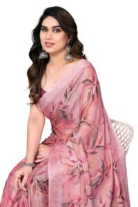 MIRCHI FASHION Saree for Woman Chiffon Floral Printed | Lightweight All-Day Comfortable Women’s Sari with Unstitched Blouse Piece (Available in 30 Colors)