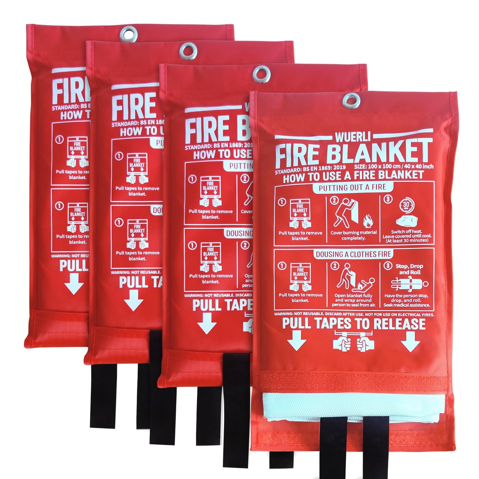 Fire Blanket for Home and Kitchen,40″ x 40″,4 Pack,Emergency Fire Blanket