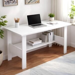 Wakefit Study Table | 1 Yr Warranty | Study Table with Book Shelf, Computer Table for Home Pc, Office Table for Home, Free Installation from Brand, Modern Wobble-Free & Durable Design (Edwin – FW)