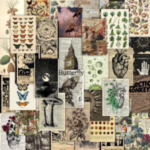 CodersParadise Premium Vintage Aesthetic Wall Collage Kit – 54 Luxury 4×6 Inch Cardstock Art Prints with Adhesive Glue Dots for Elegant Room Décor