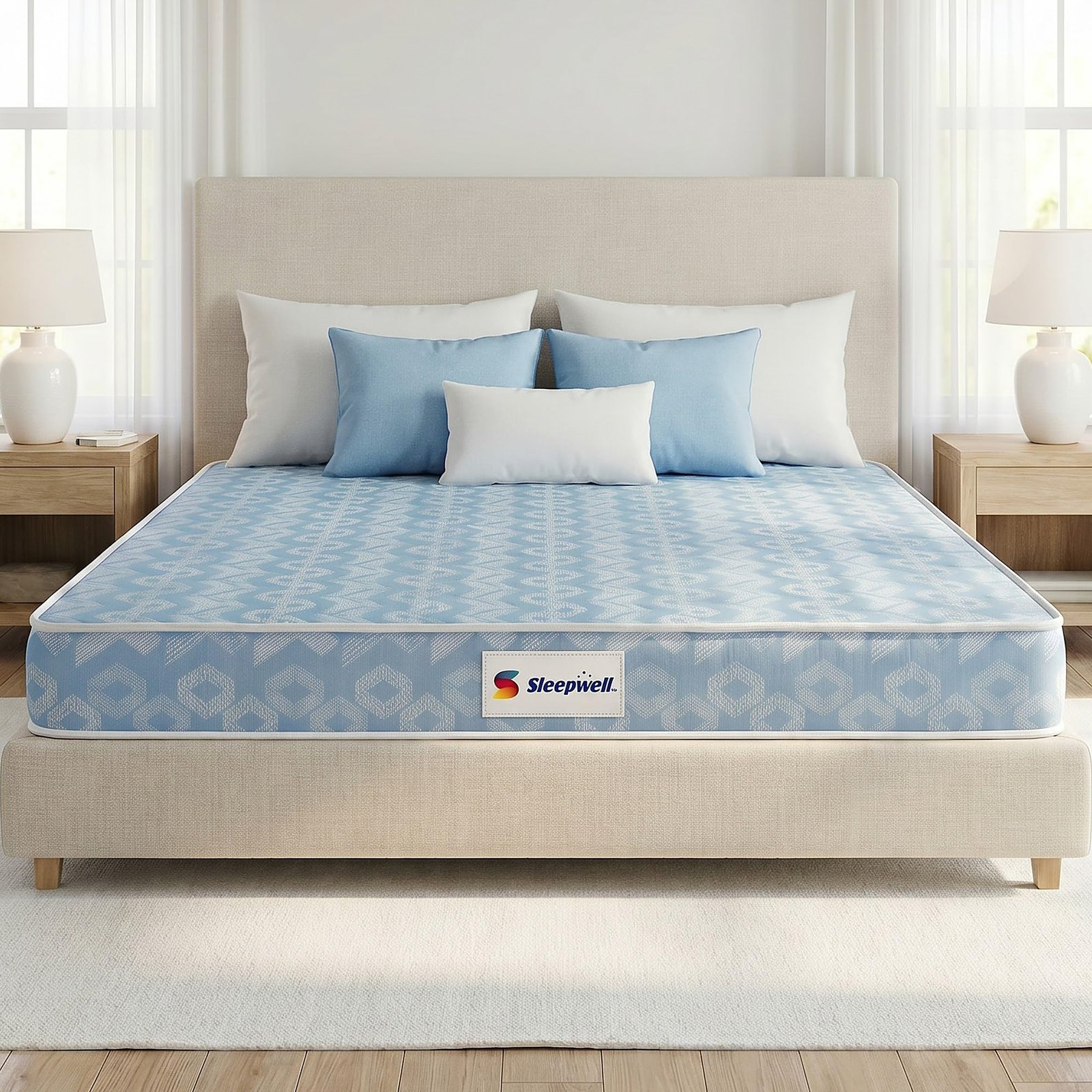 Sleepwell Ortho Mattress | Queen Size 72x60x6 Inch | Medium Firm Orthopedic Spine Support | Pressure Point Relief | Resitec Foam with VPF | Neem Fresche Anti-Microbial | 10 Years Warranty