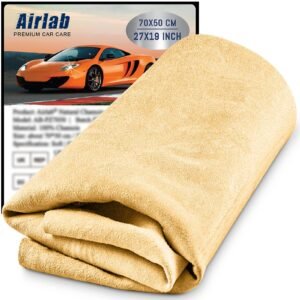 Chamois Cloth for Car 20” x 27.6” (3.7 sq ft) Shammy Towel Car Wash Drying Towel Absorbent Real Leather Lint Free Streak Free Cleaning Cloth