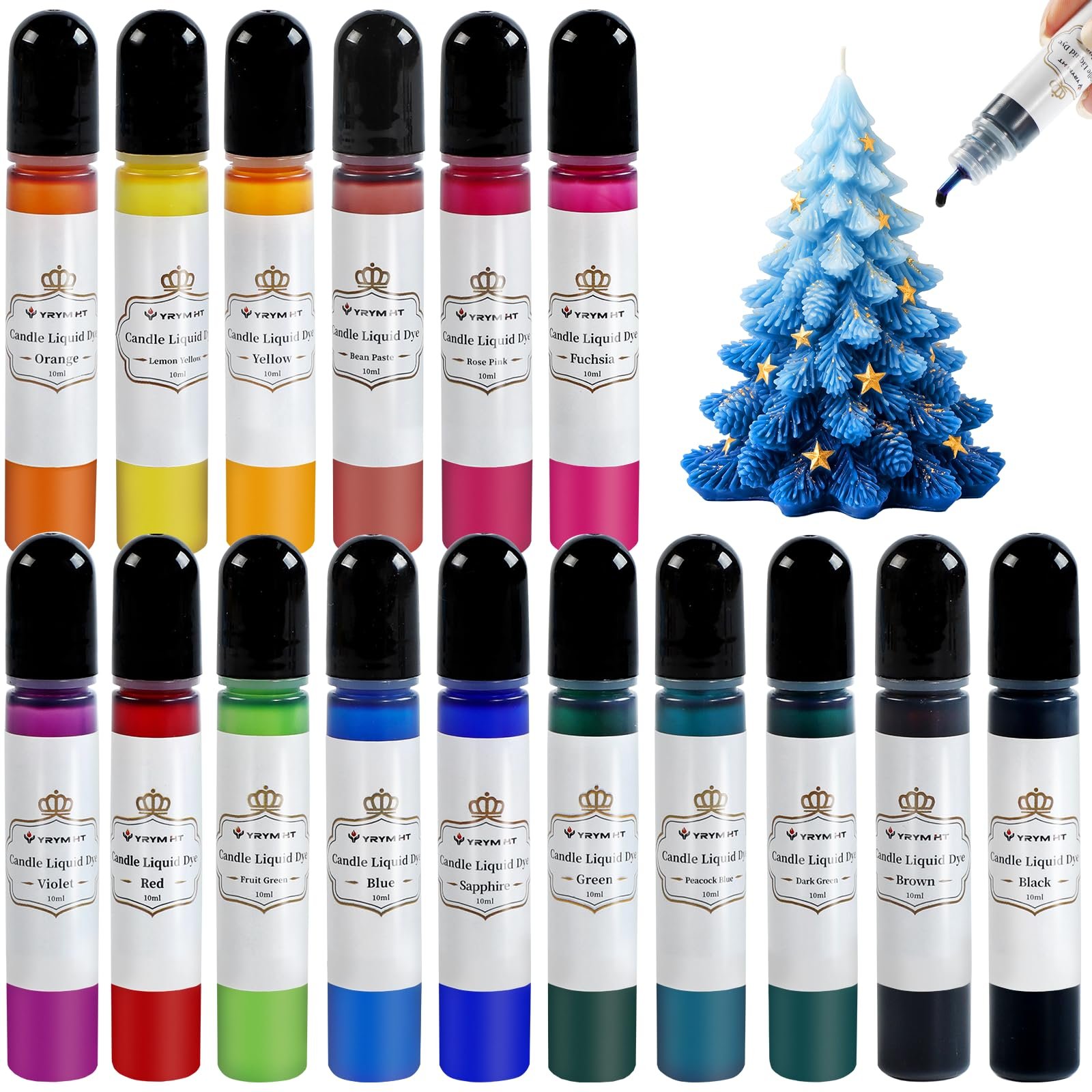 Candle Dye – 16 Popular Colors Candle Making Liquid Dye for Candle Making – Candle Color Dye for Candle Making, Safe and Natural ï¼Ë†16 Bottleï¼â€°by YRYM HT