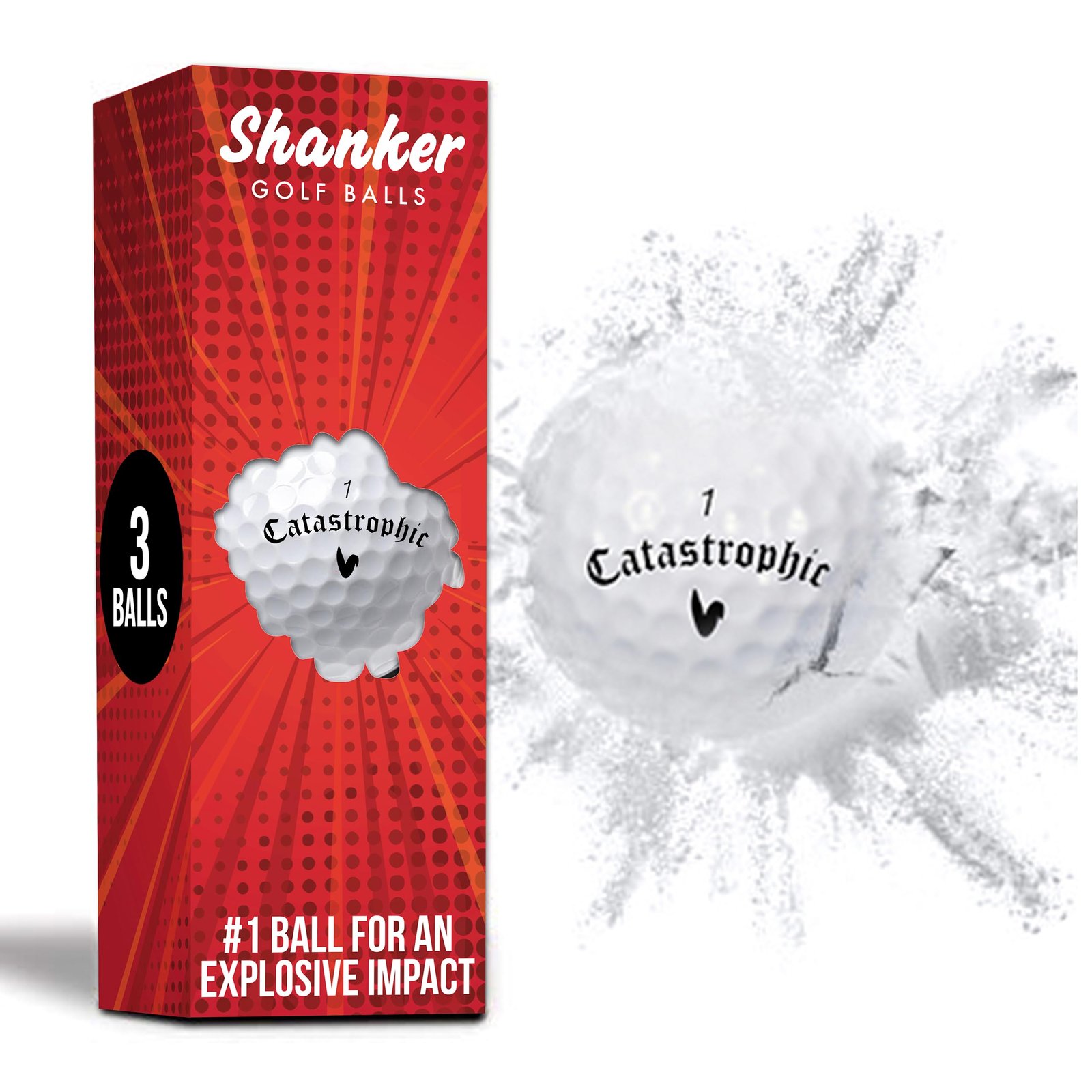 Shanker Golf Exploding Balls – Prank Balls That Explode On Impact – Funny Joke For Golfers (Sleeve Of 3, Novelty)