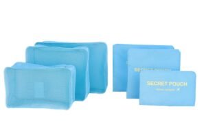 6 Sets Travel Organizers Packing Cubes Luggage Organizers Compression Pouches (Light Blue)