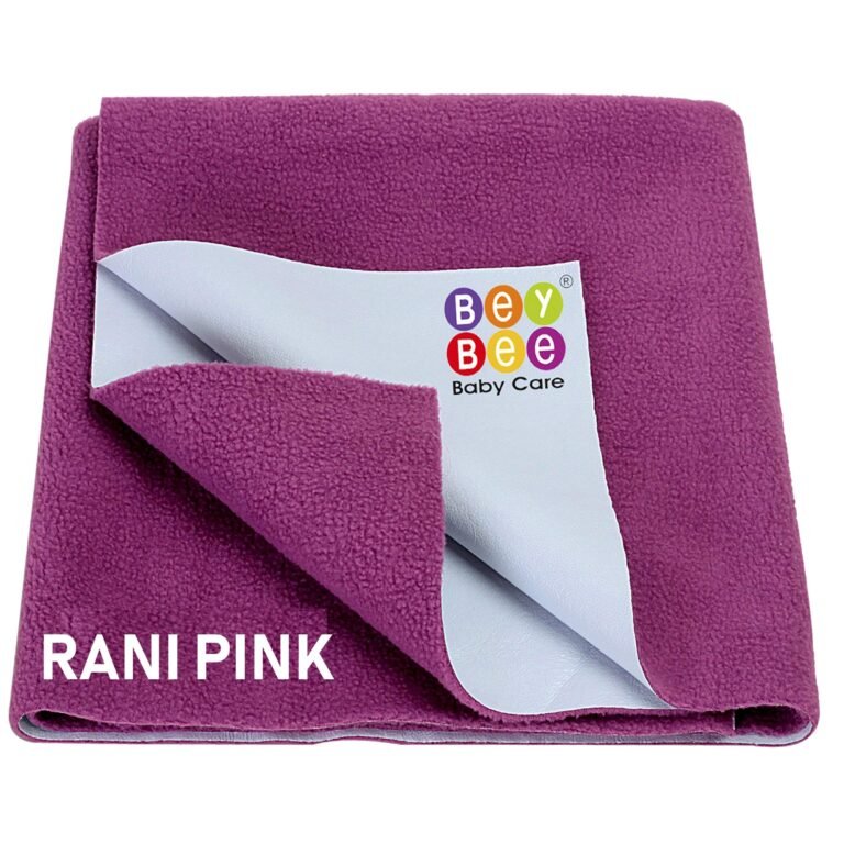 BeyBee Waterproof Quick Dry Sheet for Baby| Bed Pad Anti-Piling Fleece Extra Absorbent Washable Matress Protector| Baby Bed Protector Sheet for Toddler Children, Small Size, 50x70cm, Rani Pink