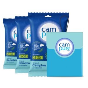 CamPure Camphor Insta Pouch Pack Of 3-100% Organic | Air Freshener For Car, Wardrobe, Office Cabin’s, Drawers, Travel Bag & Bathroom