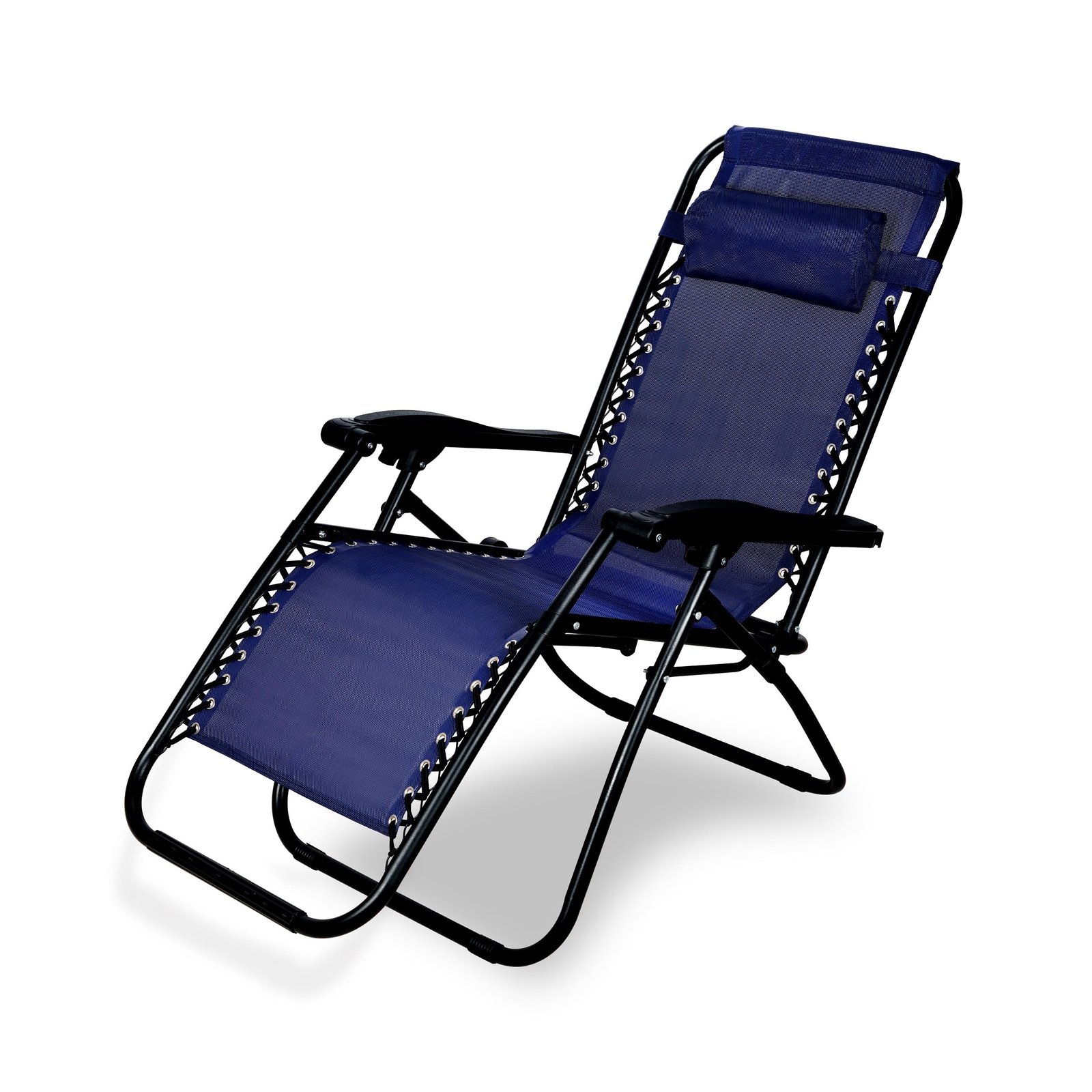 STAR WORK Stainless Steel Zero Gravity Chair, Lawn Chair Recliner Lounge, Portable Camping Folding Beach Chair With Removable Pillow (Blue)