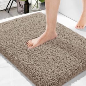Amazon Brand – Solimo Premium Anti-Slip Microfibre Bathmat – 60cm x 40cm, Light Taupe