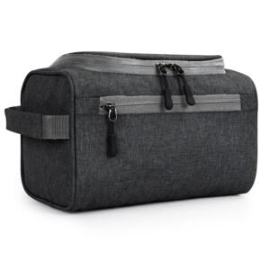 FATMUG Large Toiletry Organizer Dopp Kit Washbag for Men, Cosmetics Pouch for Women- Dark Grey