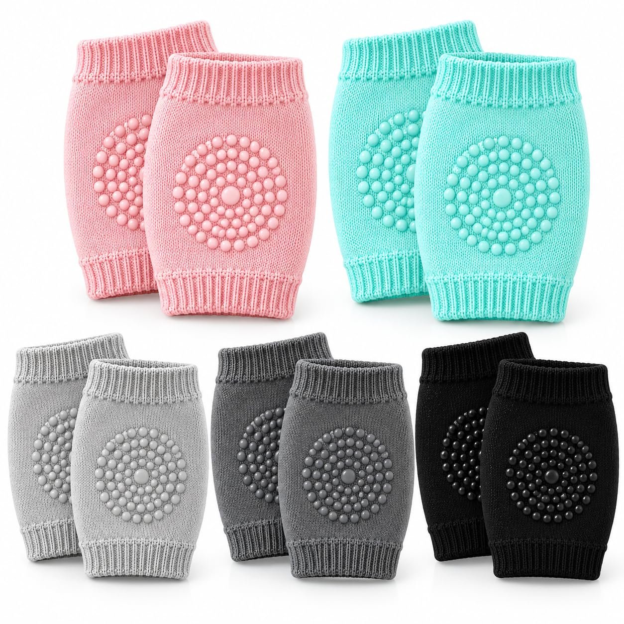 Baby Knee Pads for Crawling, Soft Cotton, 2 Pairs