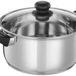 Amazon Brand – Solimo Stainless Steel Induction Bottom Dutch Oven with Glass Lid (24cm, 5 litres)