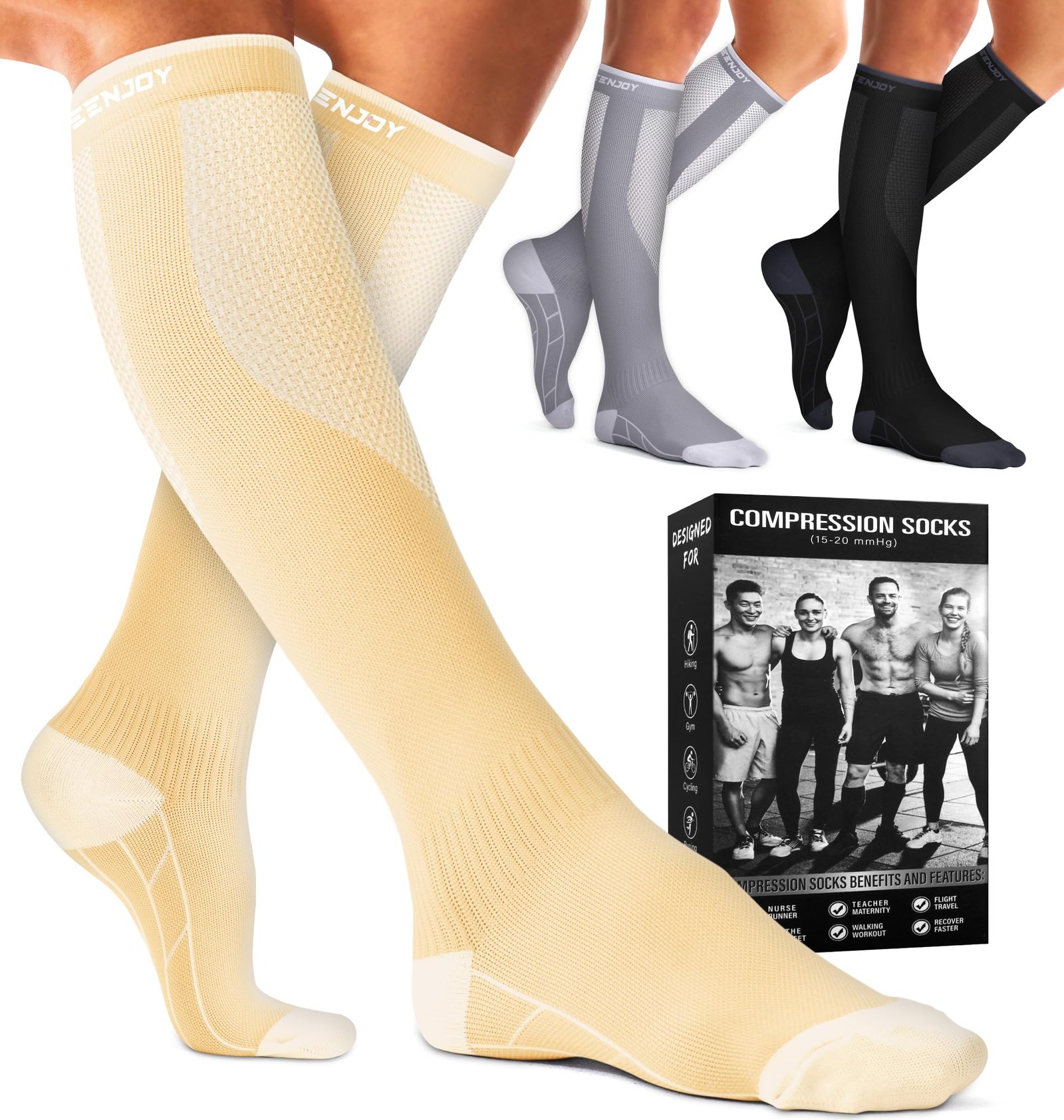 Copper Compression Socks Women & Men Circulation(6 pairs) – Best for Running, Nursing, Hiking, Recovery & Flight Socks