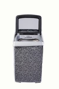 Classic® Top Load Washing Machine Cover Suitable For Whirlpool 360° Back Panel 8 Kg, 8.5 Kg, 9 Kg, 9.5 Kg, 10 Kg (63cmsX66cmsX106cms, Black & Grey)