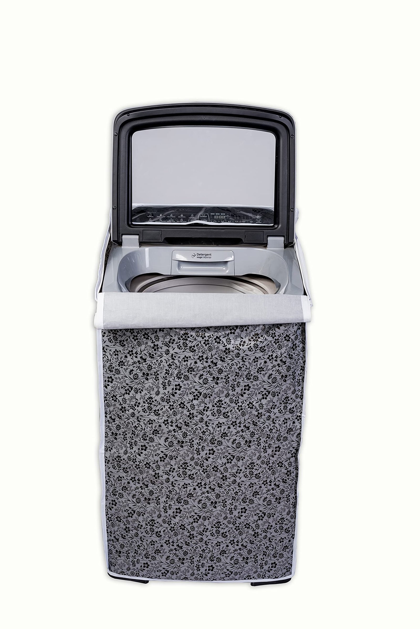 Classic® Top Load Washing Machine Cover Suitable For Whirlpool 360° Back Panel 8 Kg, 8.5 Kg, 9 Kg, 9.5 Kg, 10 Kg (63cmsX66cmsX106cms, Black & Grey)