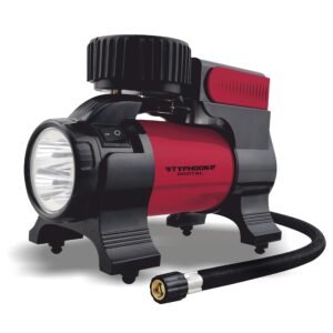 Bergmann Typhoon Digital Heavy-Duty Metal Tyre Inflator with Auto Cut-Off & LED Light (BCT-150D), 35 Liters_Per_Minute, Wine Red