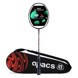 Apacs Z-Ziggler (Unstrung, 38 LBS Max Tension) 6.4mm Slim Shaft | Made in Vietnam | 100% Japanese Graphite Badminton Racket with Free Full Cover | G2-4 1/8 inches (Black Red)