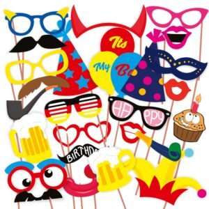 WOBBOX Photo Booth Party Props (26 Pieces)
