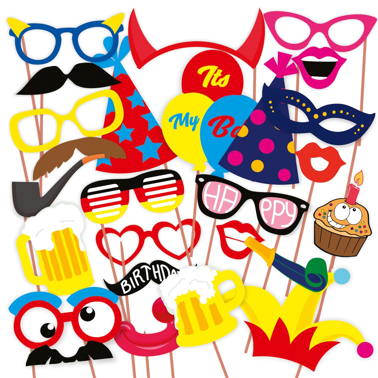 WOBBOX Photo Booth Party Props (26 Pieces)