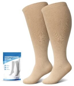 Plus Size Compression Socks: Wide Calf Compression Socks 20-30 mmHg for Men Women – Up to 7X Large 20-30 mmHg Compression Hose for Pregnancy Travel Running Nurses