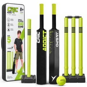 Jaspo CRIC Addict Plastic Cricket Bat Set Combo with Soft Cricket Ball for Kids (Size-5 (8 yrs to 12 yrs))