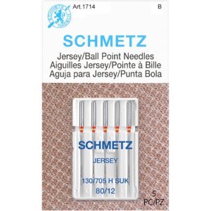 SCHMETZ Jersey Ball Point Sewing Machine Needles – Stretch Knit & Universal Supplies, Size 80/12, 5-Needle Cards, Pack of 1