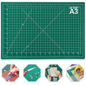 HOME BUY Rubber Professional Cutting Mat A3 Self-Healing 5 Layers Double Sided Durable Non-Slip PVC 18″ X 12″ Inch (Green)