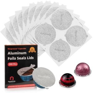 Fanativita 200 Pcs Aluminum Foil Seal Lids for Nespresso Vertuo (62 mm)