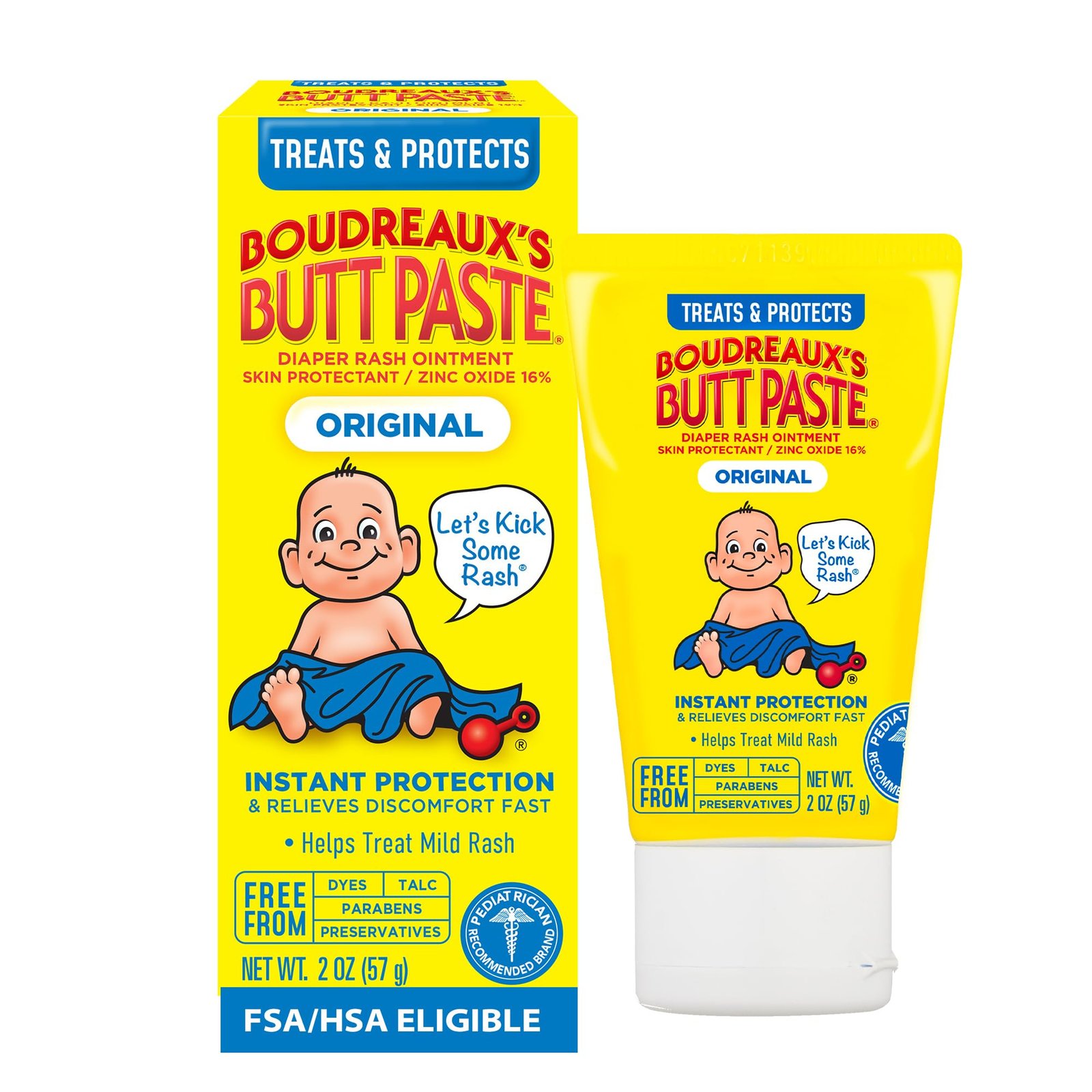 Boudreaux’s Butt Paste Diaper Rash Ointment | Original | 2 oz. Tube | Paraben & Preservative Free